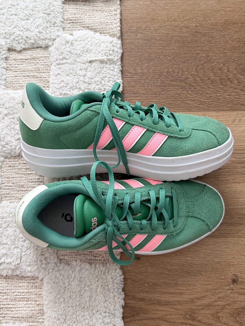 Adidas VL Court Bold Platform Sneaker in Green/Pink Colorway - Picture 2 of 9
